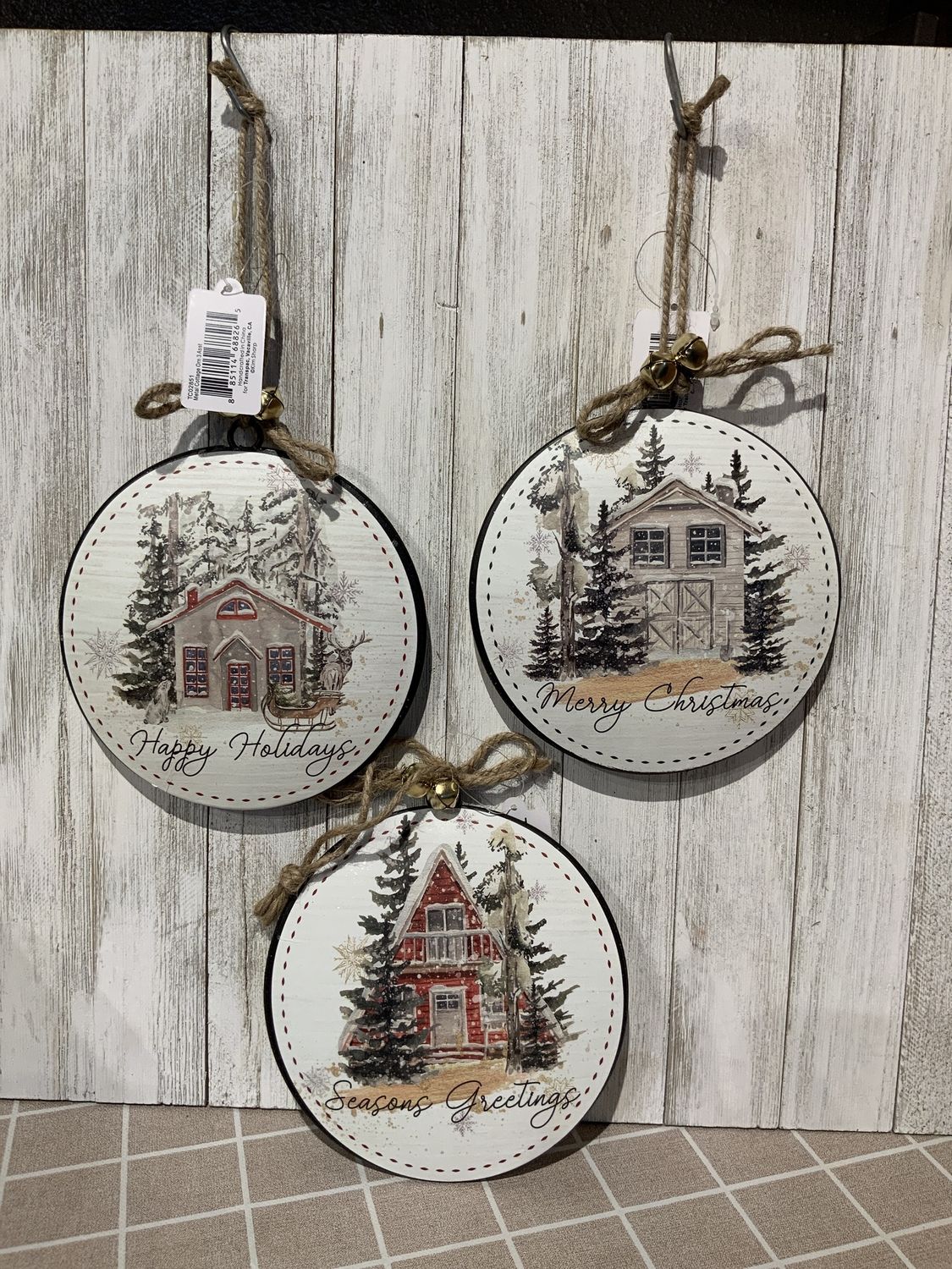 Ornament, Metal Cottage 3 Asst