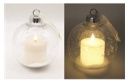 Ornament, LG Ball w/ Frosty LED Candle B/O