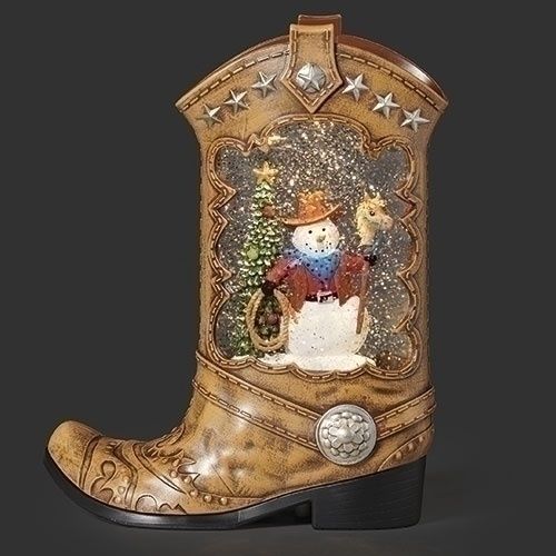 Snow Globe, Snowman in Boot w/Cowboy Hat w/Cord