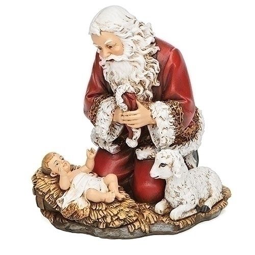 Figurine, Kneeling Santa 5" hold hat