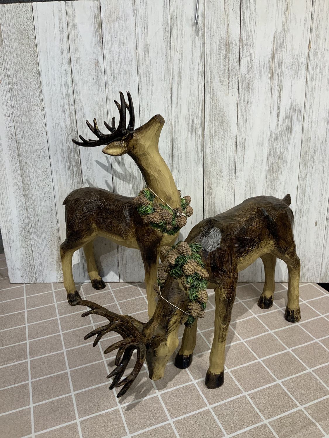 Deer, Woodland Pinecone Garland 13" Set/2