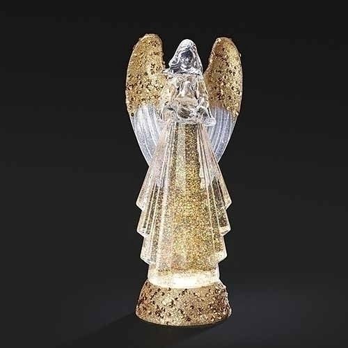 Snow Globe, Clear Angel w/ Gold Wings 12&quot; w/Cord