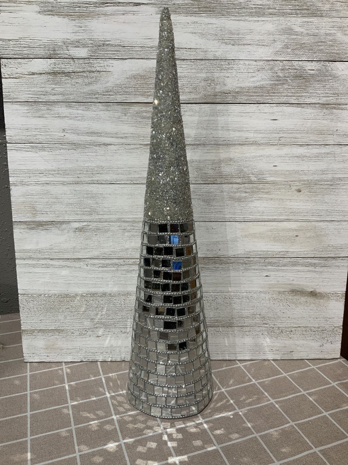 Cone Tree, Beaded w/Mosaic Disco Tile 18"