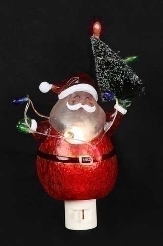 Night Light, Santa w/ Xmas Tree 6.5"