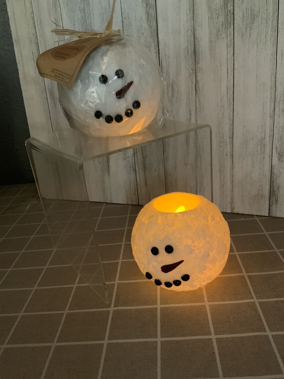 Candle, Sm Round Snowman LED 4"