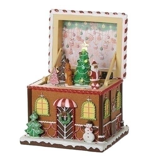 Music Box, Gingerbread House Hinged Lid
