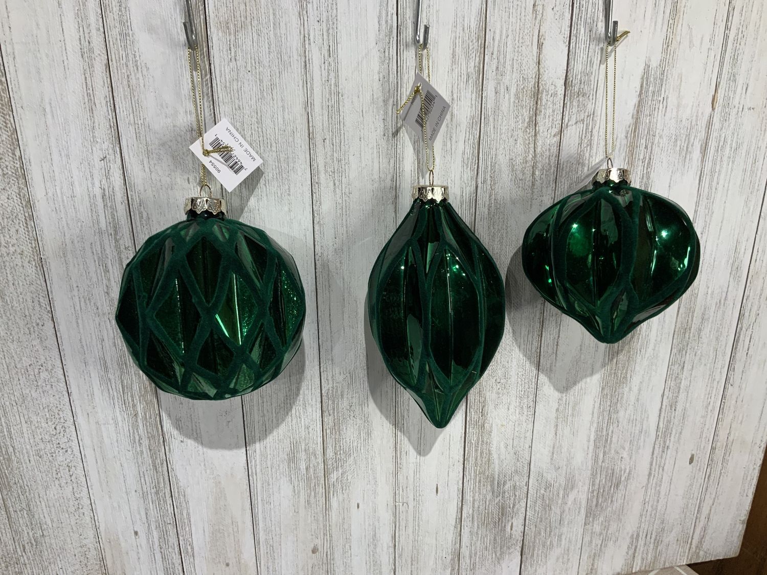 Ornament, Emerald Facet Velvet 3 Asst