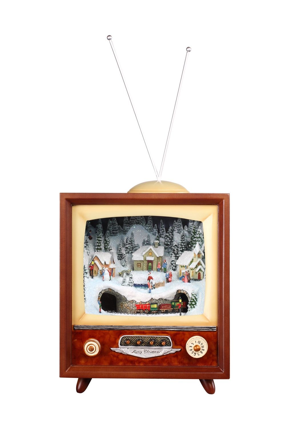 Music Box, Lg Xmas TV Village w/Ice Skaters