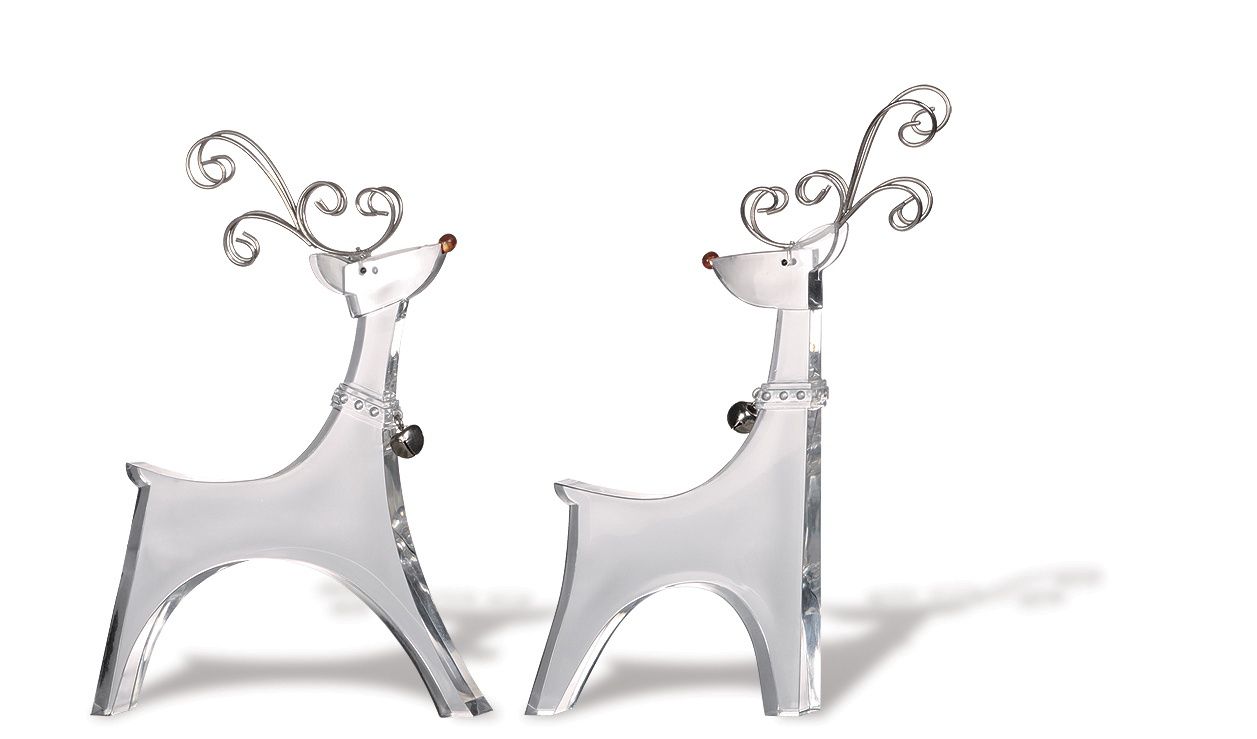 Reindeer, Acrylic Set/2 7&quot; Clear