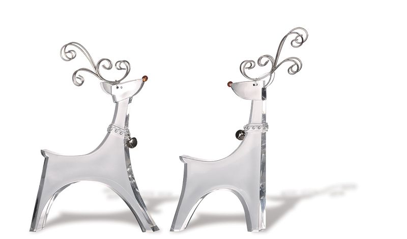 Reindeer, Acrylic Set/2 7&quot; Clear