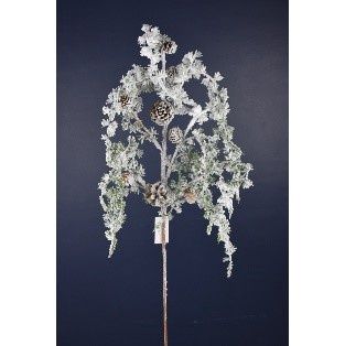 BRANCH, SNOW MING PINE CONE 36""WHITE GREEN