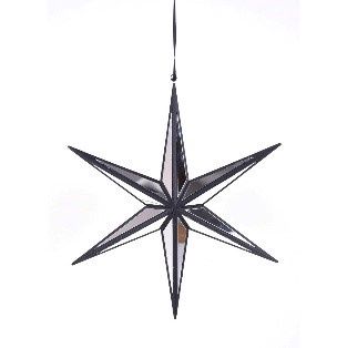 ORNAMENT, REFLECTOR STAR 12"BLK SILVER