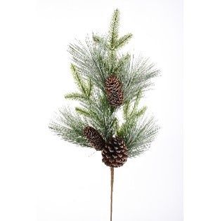 SPRAY, ICED WHITE PINE CONE 29"GREEN NATURAL