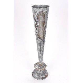 VASE, RUSTIC METAL 24.25"WHITE WASH