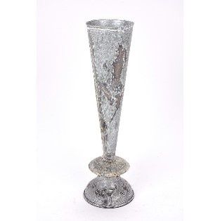 VASE, RUSTIC METAL 16.3"WHITE WASH