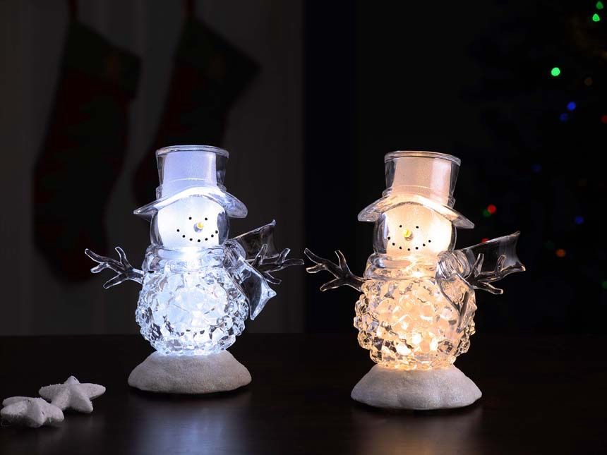 Snowman, LED Silver/Gold Ice Cube