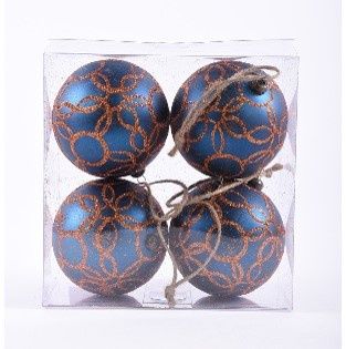 ORNAMENT, GLT WEAVE BALL 4"BLUE COPPER