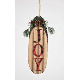 ORNAMENT, JOY 14.25""RED BLK N