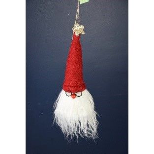ORNAMENT, SANTA GNOME 9.75"RED WHITE