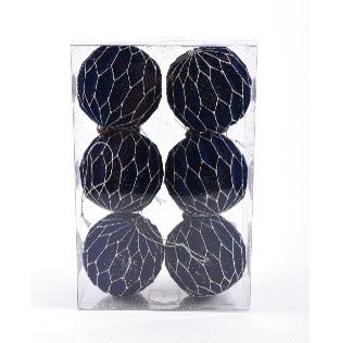 ORNAMENT, FLOCKED WEB 3.15"DK BLUE