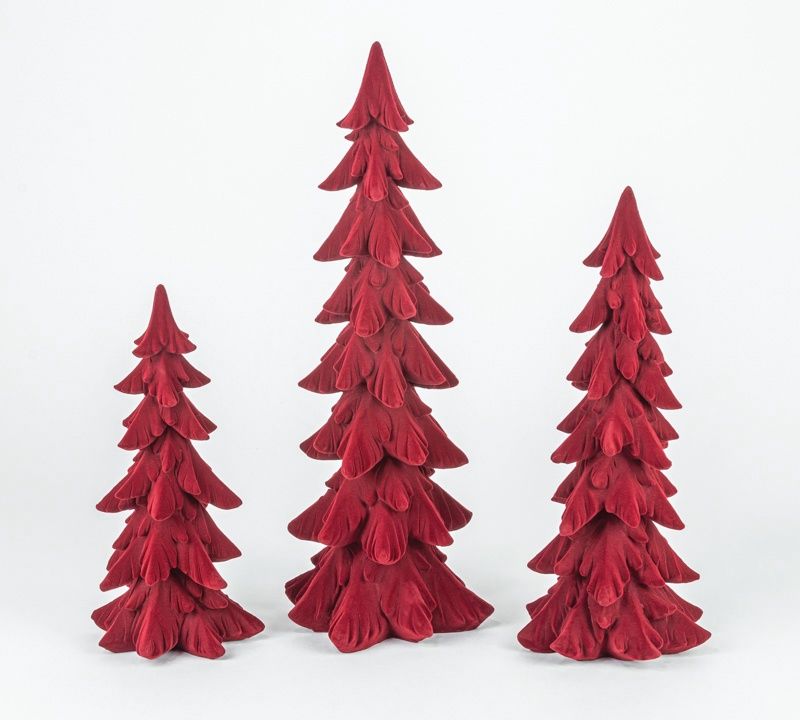 Tree, Fuzzy Burgundy Set of 3  11&quot;/15&quot;/18&quot;