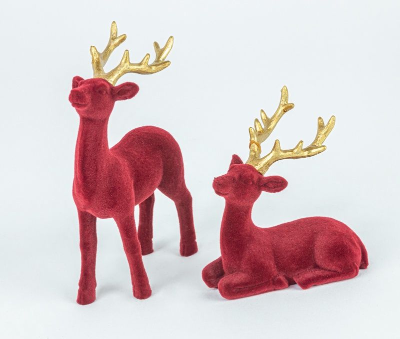 Deer, Fuzzy Red Set of 2