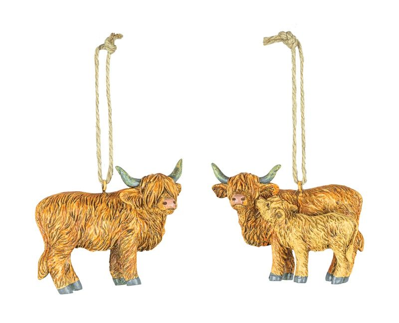 Ornament, Highland Cow 2 Asst