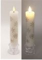 Candle, Gold Snowflake Taper 8.5" B/O Timer