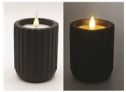 Candle, Black Ribbed Pottery LED 3x4 B/O Timer