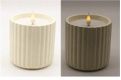 Candle, White Ribbed Pottery LED 4x4 B/O Timer