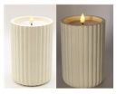 Candle, White Ribbed Pottery LED 4x6 B/O Timer