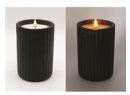 Candle, Black Ribbed Pottery LED B/O Timer 4x6