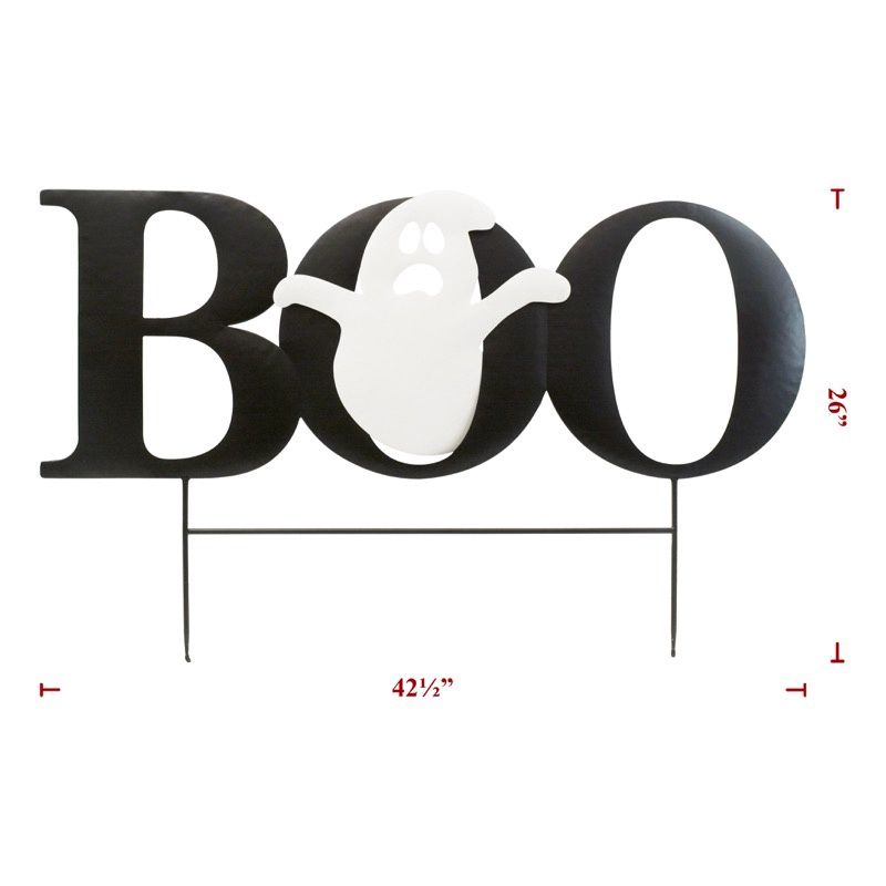 Yard Art, Black Metal BOO w/Ghost