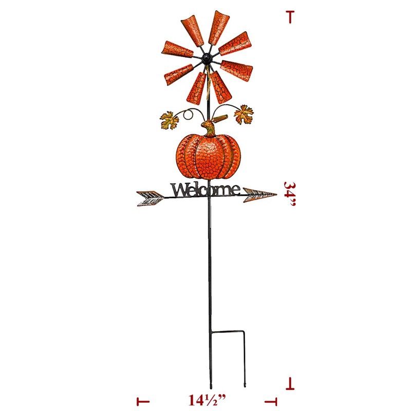 Yard Art, 34&quot; Metal Welcome Windmill