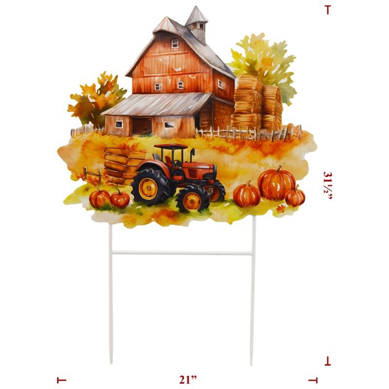 Yard Art, Fall Metal Farm w/Barn