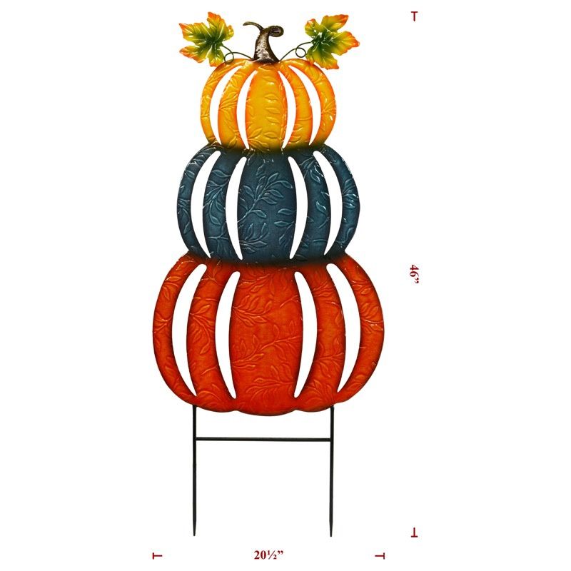 Yard Art, Metal 3 Stack Cut Out Pumpkin