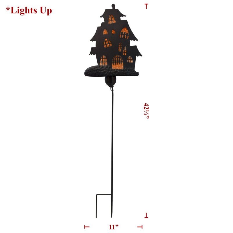 Garden Stake, Solar Metal haunted House
