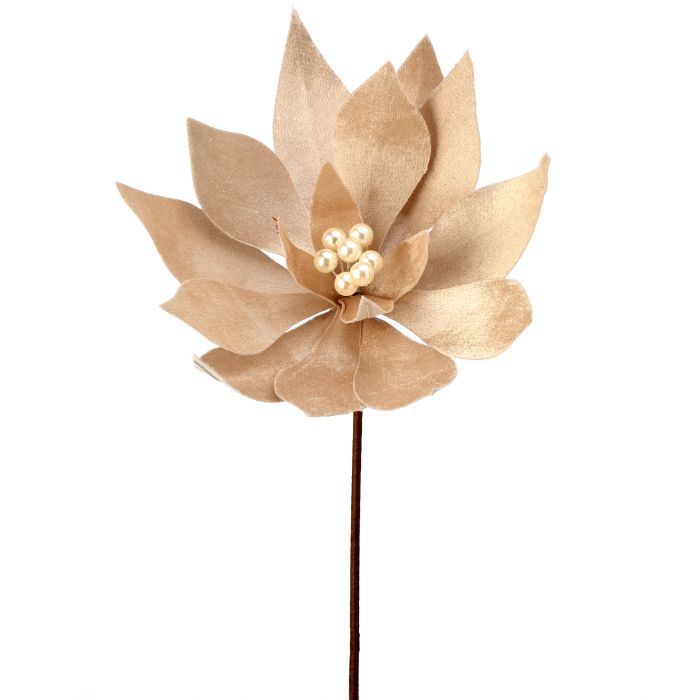 Poinsettia, 20&quot; Taupe Velvet Pearl Center