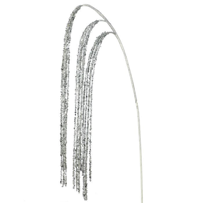 Spray, 45&quot; Silver Sequin Beaded Rain