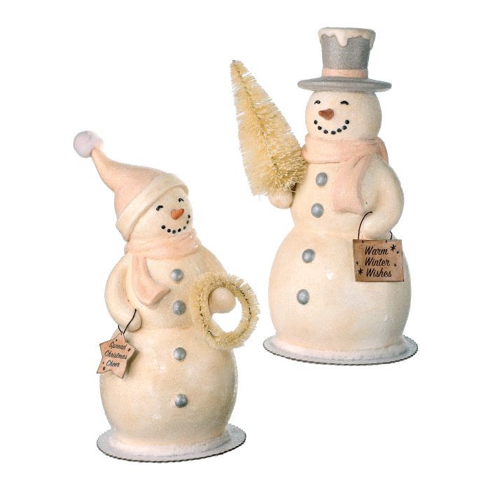 Snowman, 9.3&quot; Frosty w/Wreath/Tree