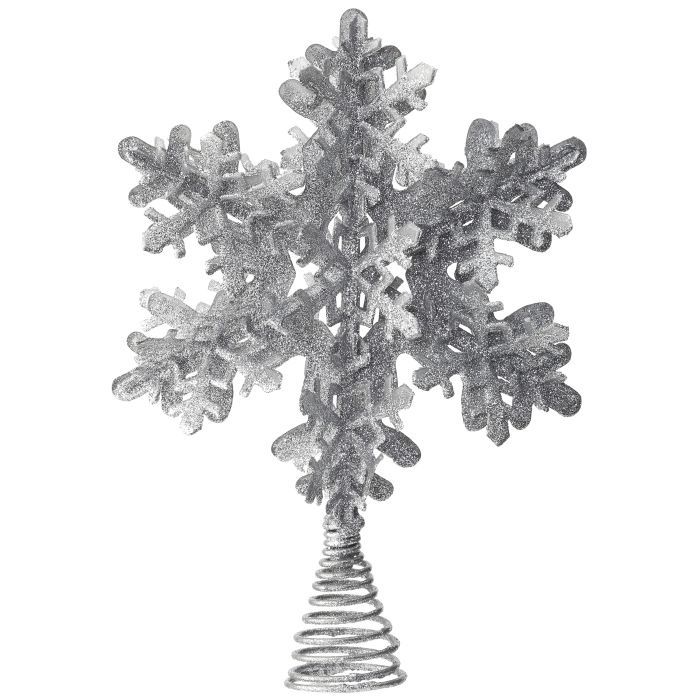 Tree Topper Glitter Snowflake 12" champagn