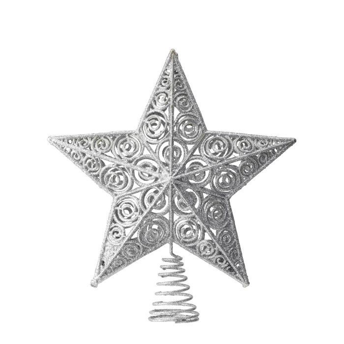 Tree Topper, 12&quot; Silver Glitter 3D Star