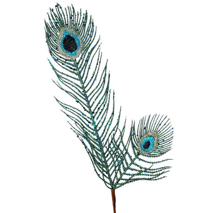 Spray, 28" Glitter Peacock Feather