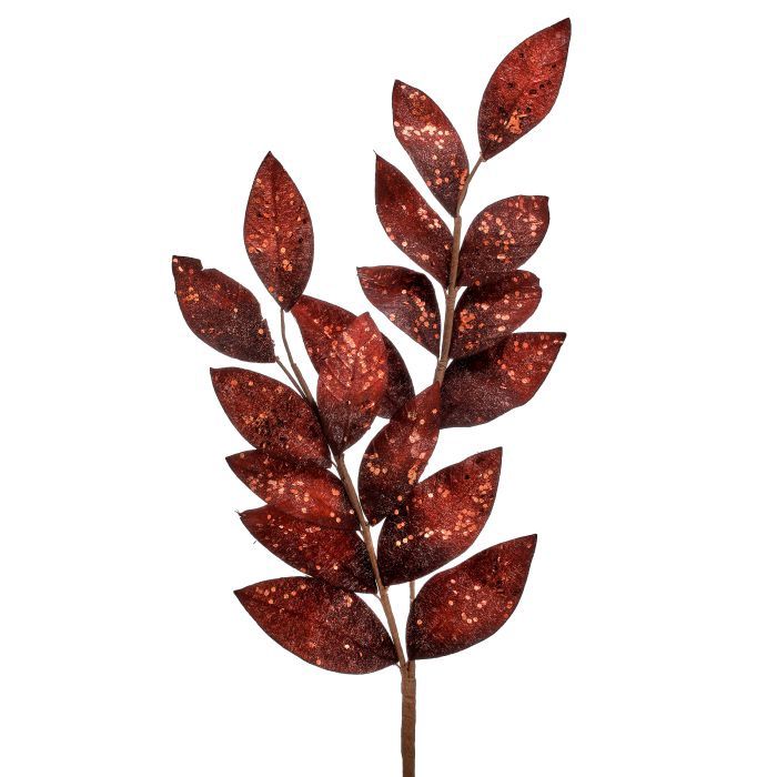 Spray, 25&quot; Bronze Glitter Laurel Leaf