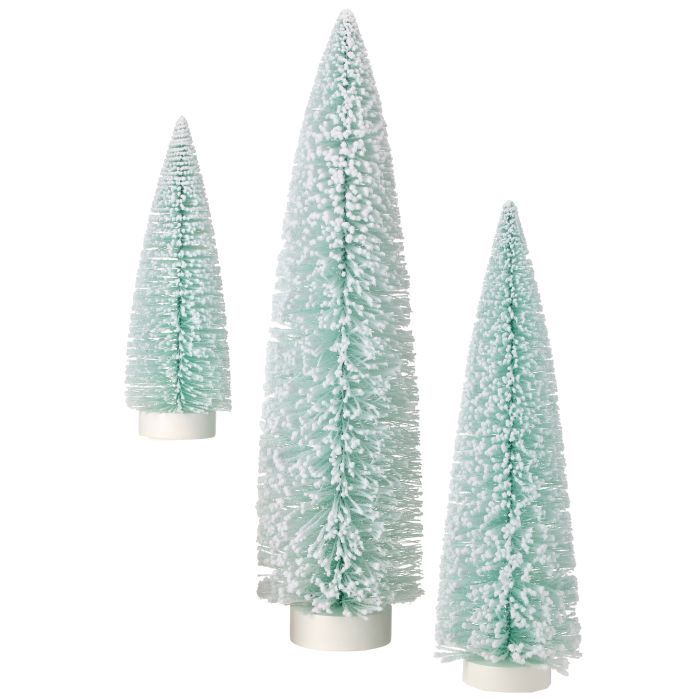 Tree, White Snow Tip Bristle Set/3  12&quot;/18&quot;/24&quot; Wood Base