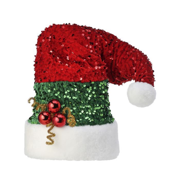 Tree Topper, 10" - 25" Glitter Sequin Santa Hat
