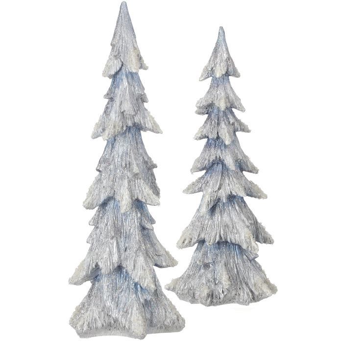 Tree, Winter Snowfall Blue/Iridescent Set/2