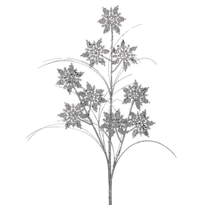 Spray, 27&quot; Shiny Silver Glitter Snowflakes