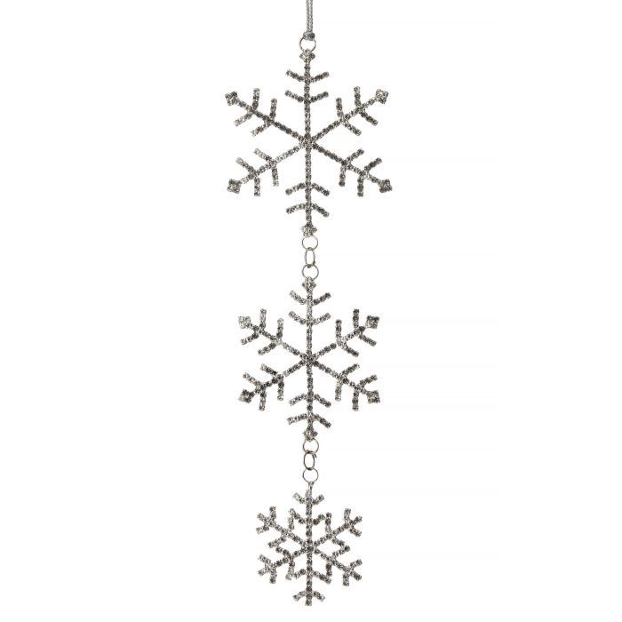 Ornament, 10&quot; Petite Silver Jewel Snowflake Drop