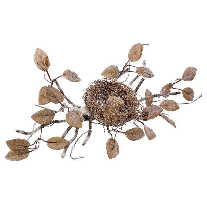 Branch, 15&quot; Nat/Frost Winter Snowy Nest w/Egg